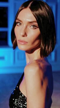 4K UHD Close-Up Video of a Model Looking Directly Into the Camera