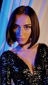 4K Close-Up Video of a High-Fashion Model Looking Directly Into the Camera