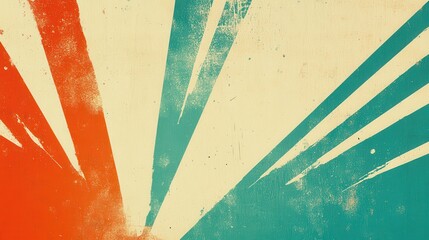 Vintage, sunburst-style graphic design with textured effect.