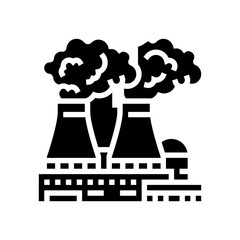 nuclear power plant smoke radioactive pollution glyph icon vector illustration