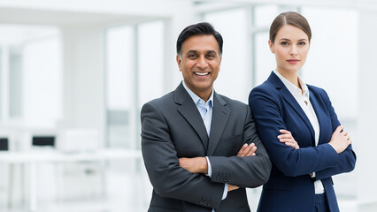 Confident Professional Business People Standing Together in a Modern Office Environment