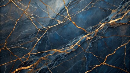 Dark Blue Marble with Golden Veins A Luxurious Textured Background for Design Projects