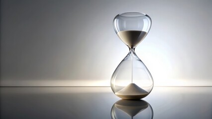 A Classic Hourglass on a Reflective Surface, Symbolizing the Passage of Time and the Inevitability of Change