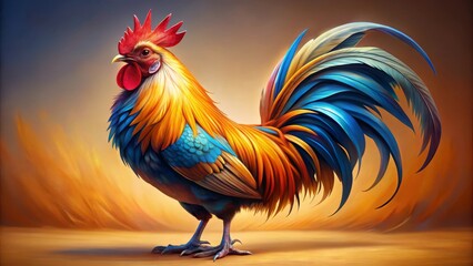 A Majestic Rooster with Vibrant Plumage, a Symbol of Dawn and New Beginnings