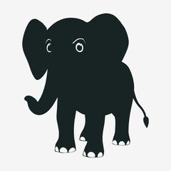 Simple Black Elephant Silhouette Illustration on a White Background for Graphic Design