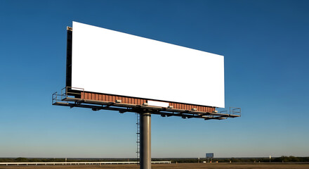 Obraz premium Blank billboard standing tall against a vibrant blue sky.