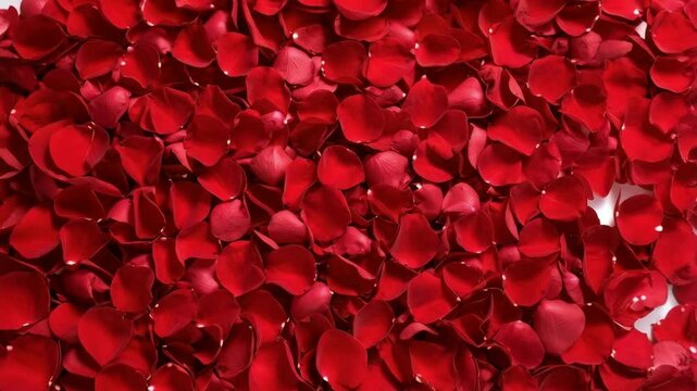Abundance of deep red rose petals creating a luxurious, velvety, saturated background for romance or celebration.