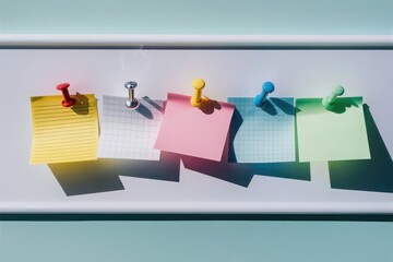 Colorful sticky notes on a white magnetic board