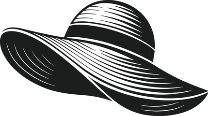 Elegant Wide Brim Summer Hat Silhouette Vector Illustration