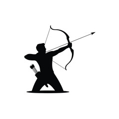 Archer drawing a bow silhouette vector
