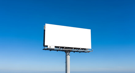Empty billboard with blue sky background. 