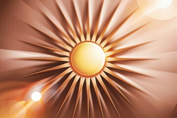 Abstract golden sunburst design with brown background