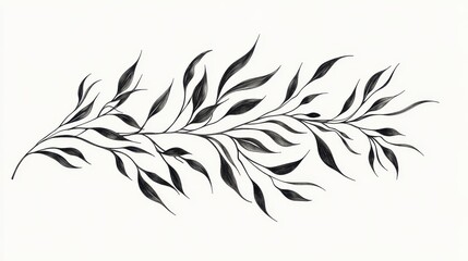 Obraz premium Ornate, black and white plant branch illustration.