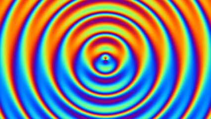 Vibrant colorful concentric circles creating a psychedelic abstract background for music, science, or energy concepts