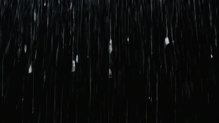 A looping heavy rain animation over a black background with isolated raindrops, ideal for visual effects and compositing. - Powered by Adobe