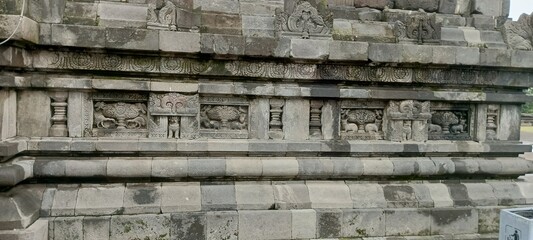 ancient carvings in hindu temple in indonesia