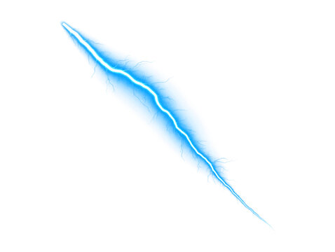 Single blue lightning bolt on white, isolated.