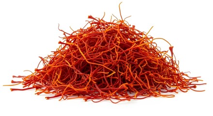 Fototapeta premium hern Pile of Premium Saffron Threads Isolated on White Background