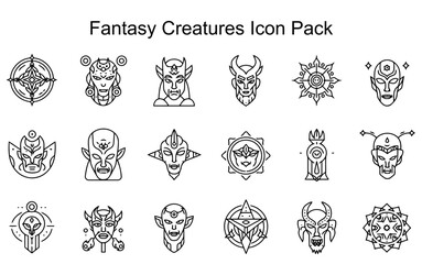 Fototapeta premium Fantasy Creatures Icon Pack