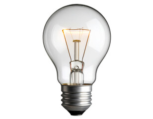 Close-up of Glowing Incandescent Light Bulb with Visible Filament, Isolated on Transparent Background PNG