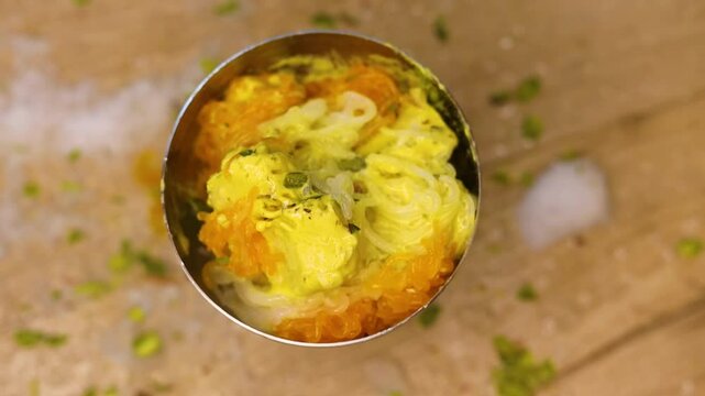 Kulfi with falooda an indian dessert served in summers