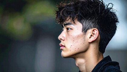 Profile of Young Man with Stylish Hair and Natural Skin Texture