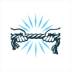 Tug of War: Competition, Strength, Teamwork Icon Tugging Strap Thick braided hide rope stretched taut between teams
