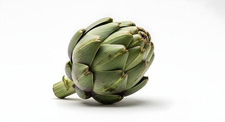 Obraz premium hern Fresh Whole Green Artichoke Isolated on White Background