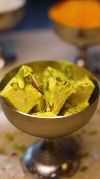 Kulfi with falooda an indian dessert served in summers