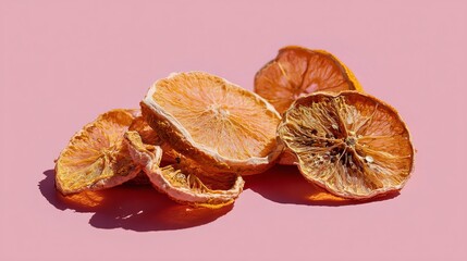 Dried orange fruits on pink background 