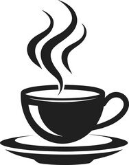 Minimalist Black Coffee Cup with Steam Icon – Vector Art for Cafes and Branding