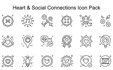 Heart & Social Connections Icon Pack