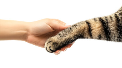 hand holding cat on transparent background PNG