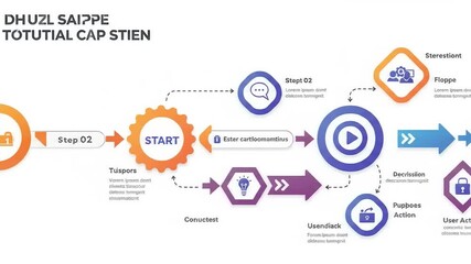 Interactive tutorial flow showcasing steps for user engagement and decision-making processes