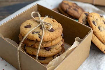 American cookies. Biscuits texture. American style cookie background pattern wallpaper for any concept. Chocolate and biscuit snacks