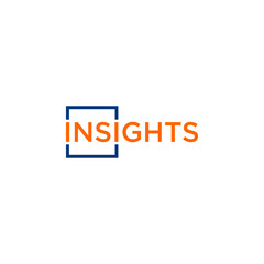 Insights Logo Design: Orange Text within a Blue Square