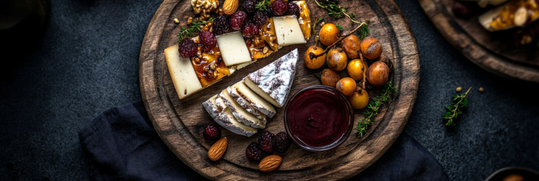 Delicious breakfast board featuring assorted cheeses, fresh fruits, and nuts for a flavorful morning experience