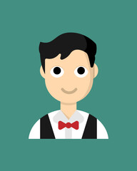 Male Waiter Icon in Colored Style