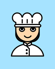 Female Chef Icon in Outline Colored Style