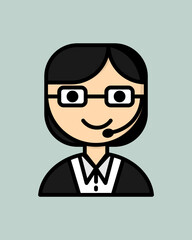Female Customer Service Icon in Outline Colored Style