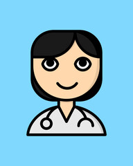 Female Doctor Icon in Outline Colored Style