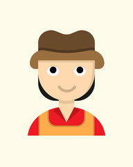 Female Farmer Icon in Colored Style