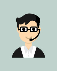 Male Customer Service Icon in Colored Style