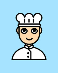 Male Chef Icon in Outline Colored Style
