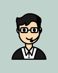 Male Customer Service Icon in Outline Colored Style