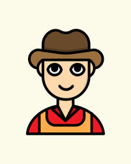 Male Farmer Icon in Outline Colored Style
