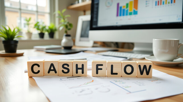 Cashflow represents the movement of money into and out of a business or account used for financial planning and analysis with copy space