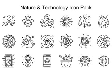 Obraz premium Nature & Technology Line Icons
