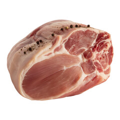 Raw pork ham meat isolated on white background with clipping path