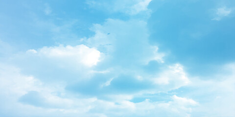 Blue sky and clouds with natural daylight panorama air background white image surface abstract design sunny fresh weather background